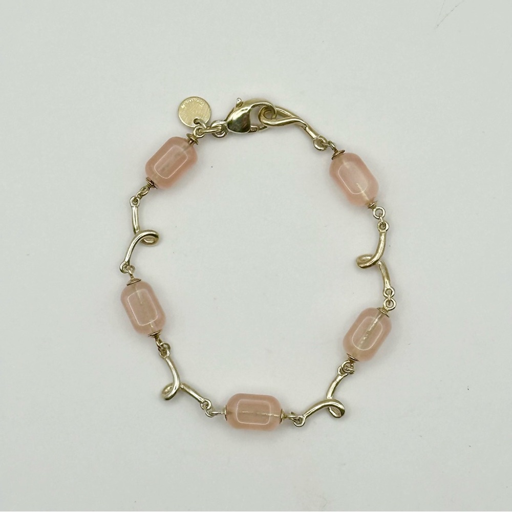 Tiffany & Co Silver & Pink Rose Quartz Twist Bracelet - Picture 2 of 9